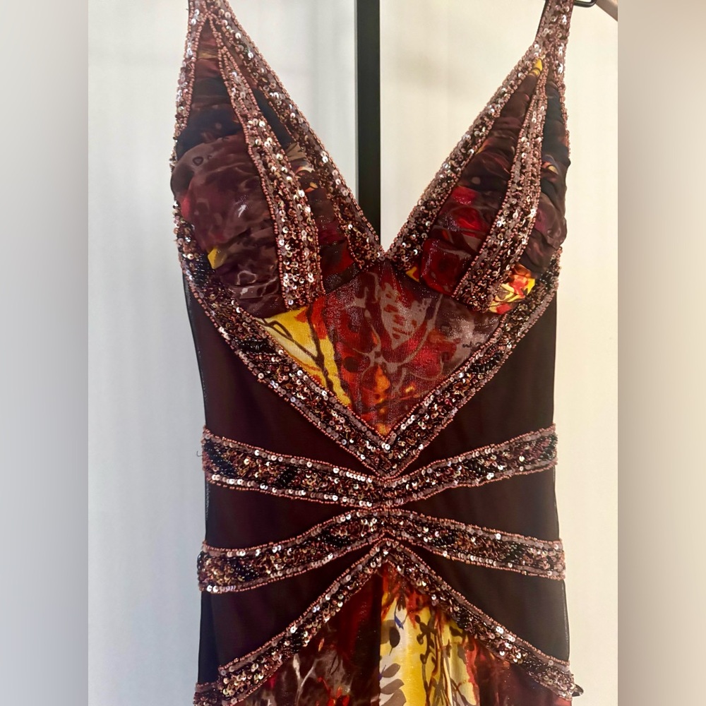 Vintage Deadstock Y2K 100% Silk Beaded Fairy Maxi Gown Prom Wedding Scarf
